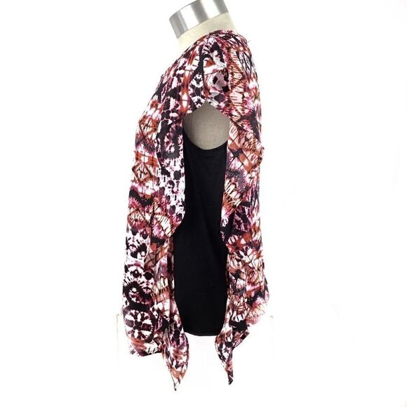 STATUS Blouse Top Black White Pink Orange Print, Small New without tags - Picture 3 of 7